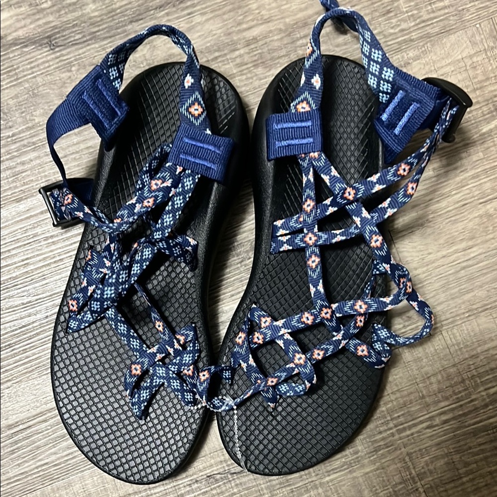 Blue Patterned Chaco Sandals
